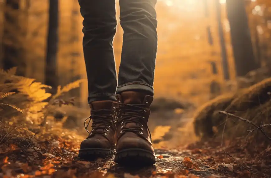 Boots hiking in a forrest