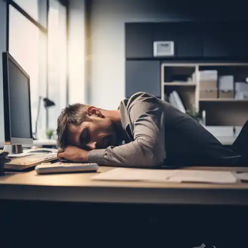 A guy taking a nap in the office